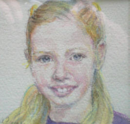 Adinda, aquarel met pastel 12x12cm
